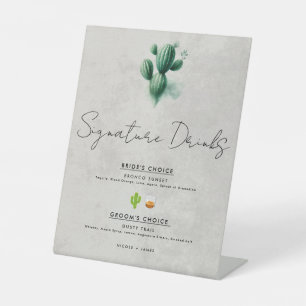 Expositor En L Bebidas Signature de Boda con Cactus Verde Acuarel
