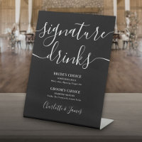Bebidas Signature de Boda con Guión en Blanco y Ne
