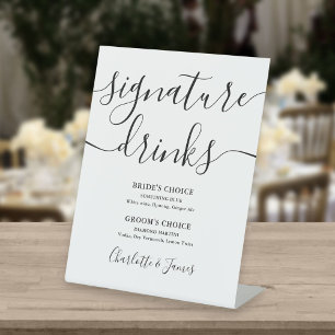 Expositor En L Bebidas Signature de Boda con Guión en Blanco y Ne