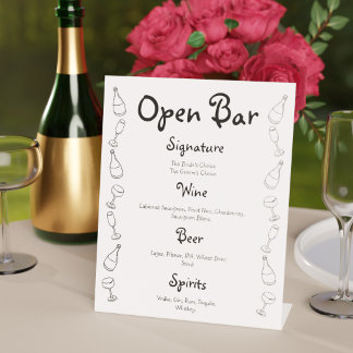 Expositor En L Bebidas Signature Negras y Blancas Doodle Boda