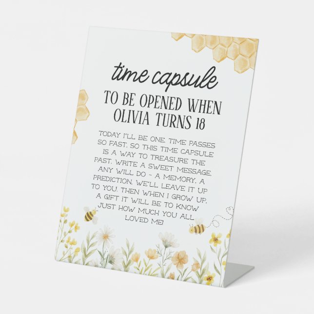 Expositor En L Bee 1st Birthday Time Capsule (Anverso)