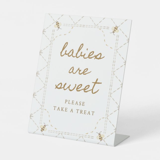 Expositor En L Bee Baby Shower Los Bebés Son Rótulo De Tratamient (Anverso)