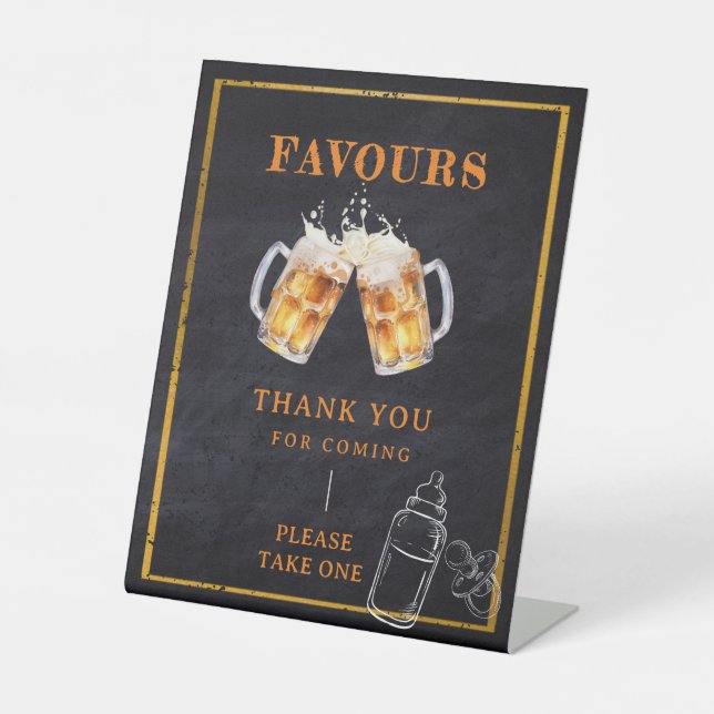 Expositor En L Beer Diaper Fiesta Baby Shower Gracias Por Favor (Anverso)