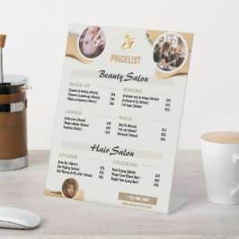 Expositor En L Beige Gold Minimal Beauty Price List - Editable Sa