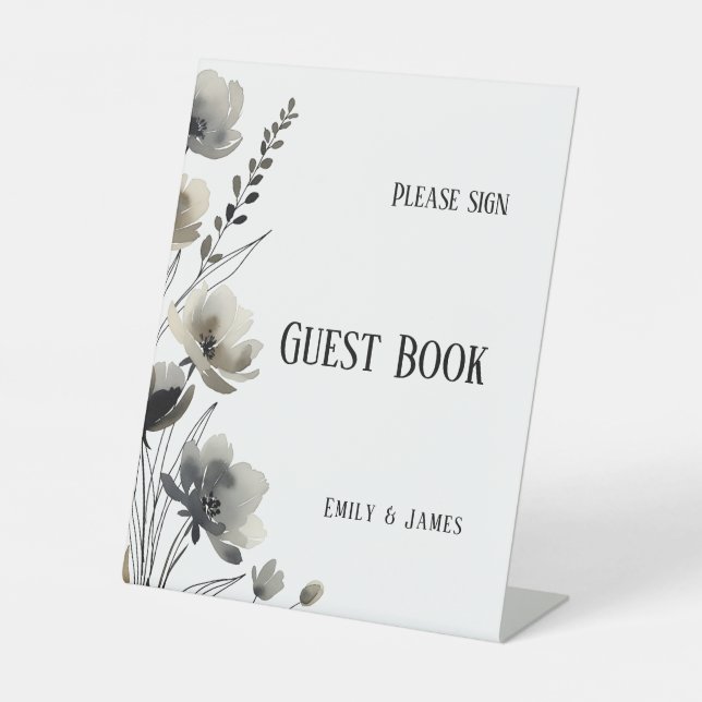 Expositor En L Beige Neutral Floral Wedding (Anverso)