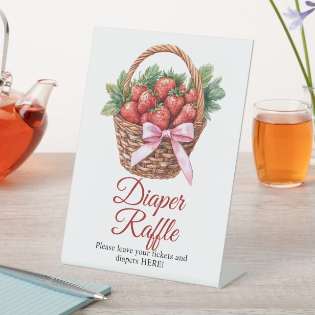 Expositor En L Berry Sweet Strawberry Shower Diaper Raffle Sign (In Situ)