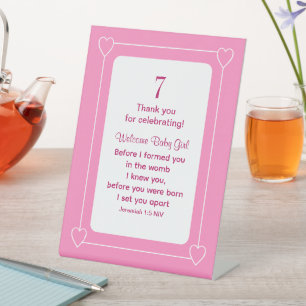 Expositor En L Biblia de Baby Shower corta Fiesta rosa cristiano