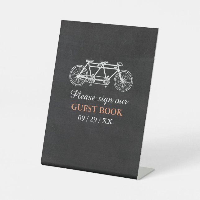 Expositor En L Bicicleta Tandem En El Boda Chalkboard (Anverso)