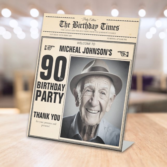 Expositor En L Bienvenida a 90 cumpleaños del Personalizado de un (Mock up View)