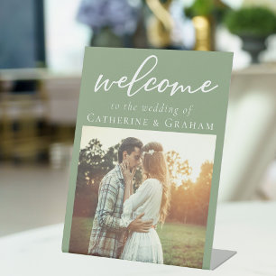 Expositor En L Bienvenida a Boda de fotografía de moda Sage Green