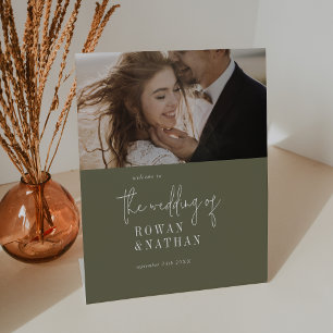 Expositor En L Bienvenida a Boda de fotografía verde oliva de Mod