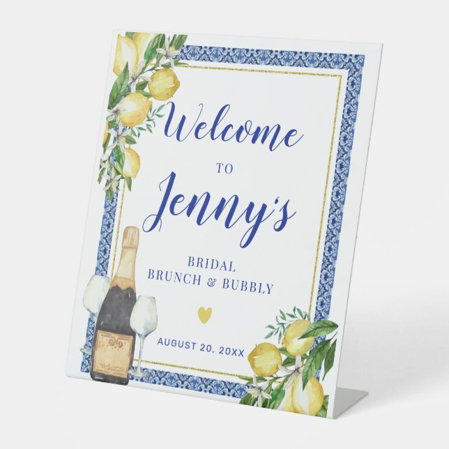 Expositor En L Bienvenida a Bubbly de Lemon BotanBlue Tile Brunch (Anverso)