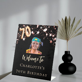 Expositor En L Bienvenida a estrella de foto de oro del rosa negr