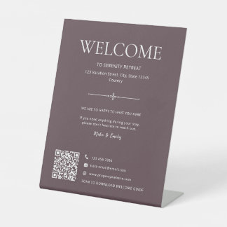 Expositor En L Bienvenida a la casa de vacaciones Airbnb QR púrpu