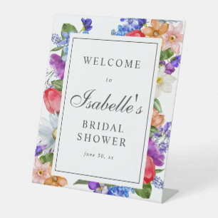 Expositor En L Bienvenida a la ducha de novia Purple Blue Red Wil