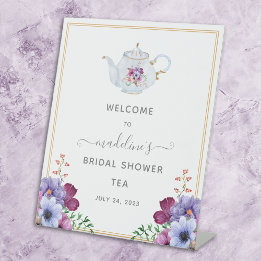 Expositor En L Bienvenida a la ducha de novia Tea Pot Floral Vint