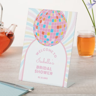 Expositor En L Bienvenida a la ducha de novias Groovy Retro Pink