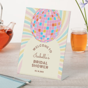 Expositor En L Bienvenida a la ducha de novias Groovy Retro Pink
