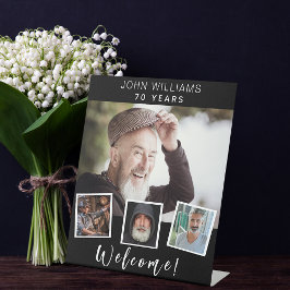 Expositor En L Bienvenida a la fiesta de cumpleaños blanco negro 