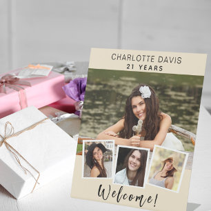 Expositor En L Bienvenida a la fiesta de cumpleaños de crema para