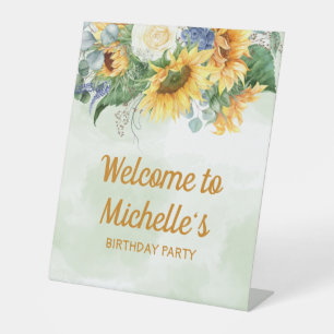 Expositor En L Bienvenida a la fiesta de cumpleaños de girasoles