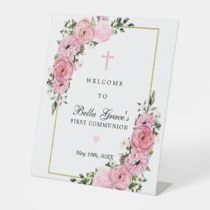 Expositor En L Bienvenida a la Primera Comunión floral de rosa ro