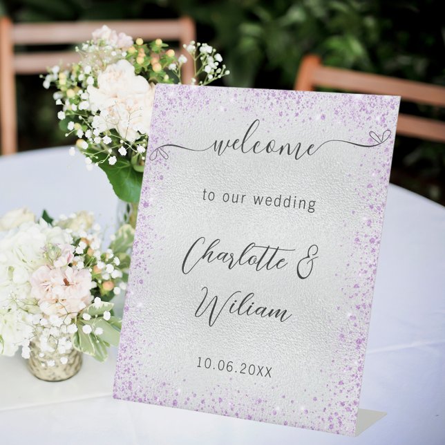 Expositor En L Bienvenida a los brillantes violeta de plata boda (Subido por el creador)