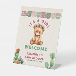 Expositor En L Bienvenida a Teddy Bear Cactus Chica Baby Shower F