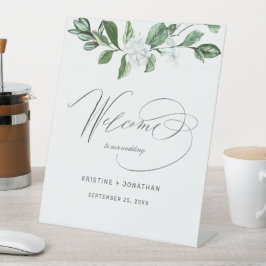 Expositor En L Bienvenida a un Boda floral blanco con vegetación 