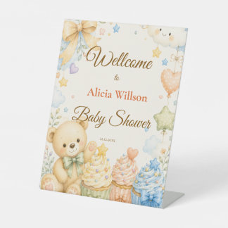 Expositor En L Bienvenida al Baby Shower del Oso de Peluche Capri