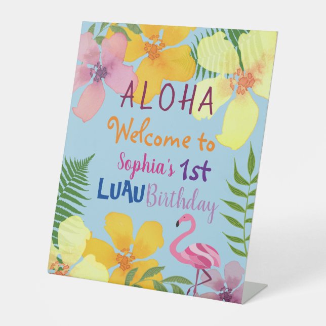 Expositor En L Bienvenida al cumpleaños Luau 1 (Anverso)