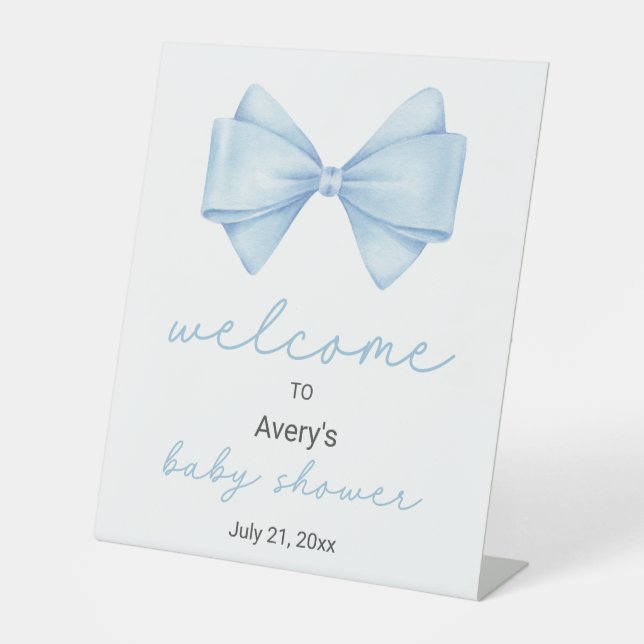 Expositor En L Bienvenida Baby Shower Blue Bow (Anverso)