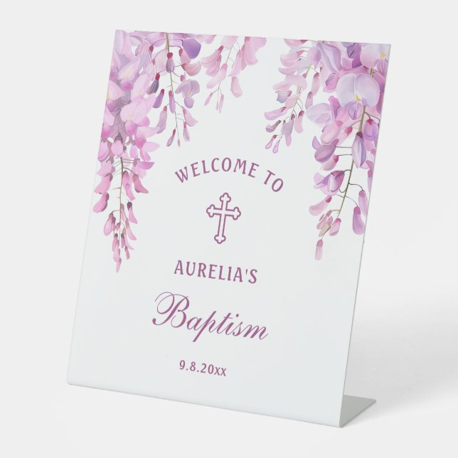 Expositor En L Bienvenida Bautizo glicina rosa (Anverso)
