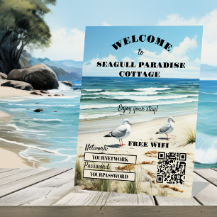 Expositor En L Bienvenida Beach House WiFi QR Code Business