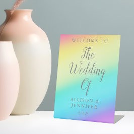 Expositor En L Bienvenida Boda personalizada con arcoiris bonito