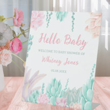 Bienvenida de Baby Shower de Suculentas Acuarelas