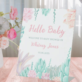 Expositor En L Bienvenida de Baby Shower de Suculentas Acuarelas