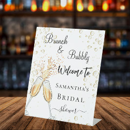 Expositor En L Bienvenida de bridal Shower brunch con burbujas
