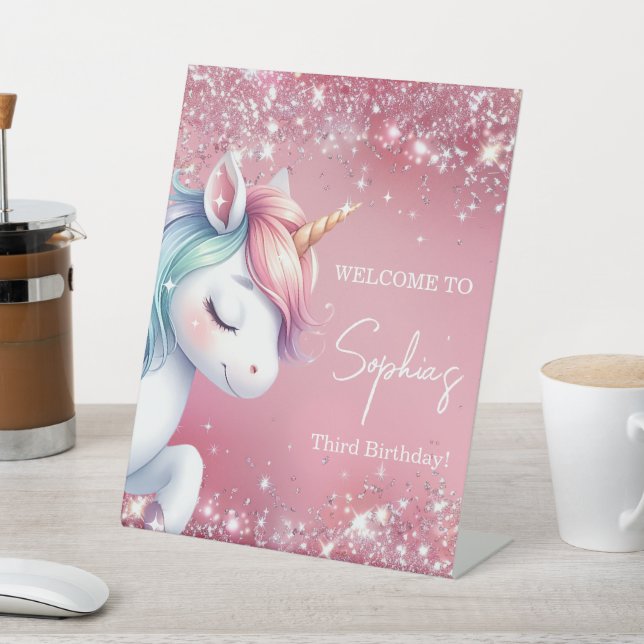 Expositor En L Bienvenida de cumpleaños de unicornio de arcoíris  (In Situ)