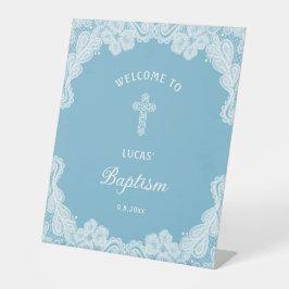 Expositor En L Bienvenida del bautismo azul en Pastel