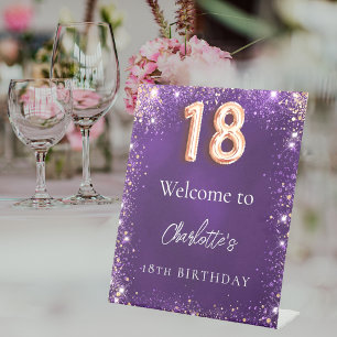 Expositor En L Bienvenida el purpurina morado de 18 años chispas