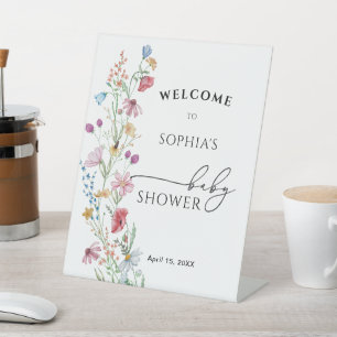 Expositor En L Bienvenida para Baby Shower de Flores Silvestres