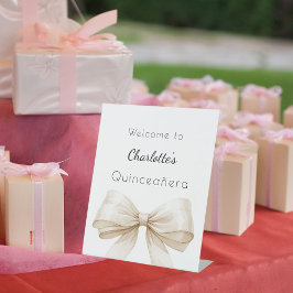 Expositor En L Bienvenida Quinceañera crema beige