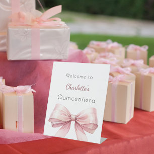 Expositor En L Bienvenida Quinceanera elegante de color rosa