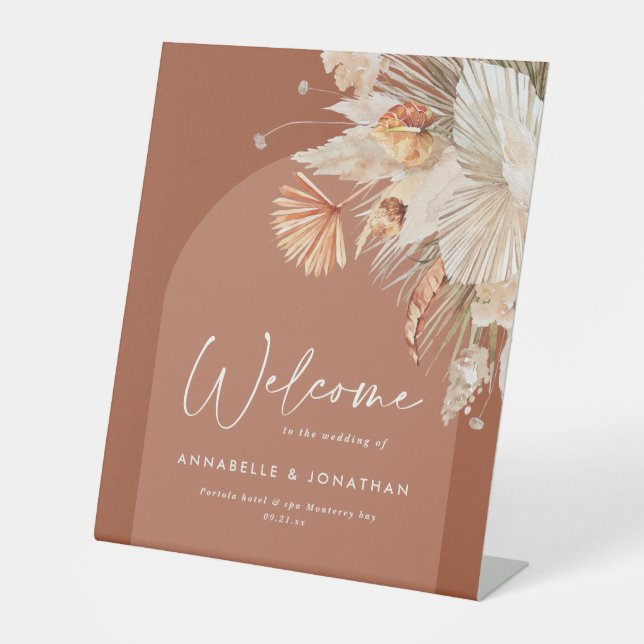 Expositor En L bienvenida rústica terracota al boda (Anverso)