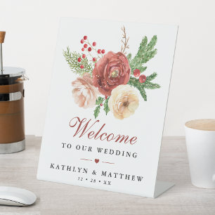 Expositor En L Bienvenida Terracotta Floral Pine Bough Boda