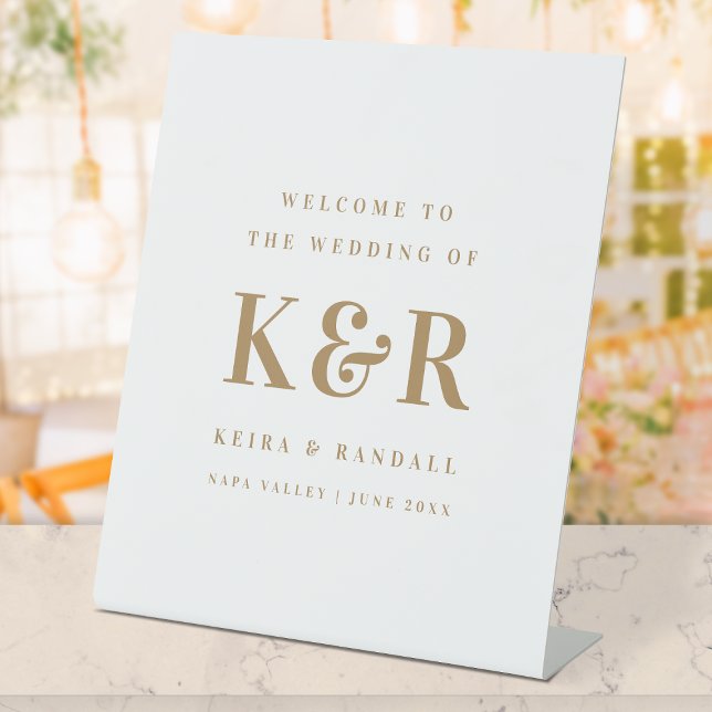 Expositor En L Bienvenido al Monograma boda Oro y Blanco (Subido por el creador)