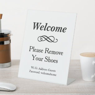 Expositor En L Bienvenido Blanco Quitar Zapatos WiFi
