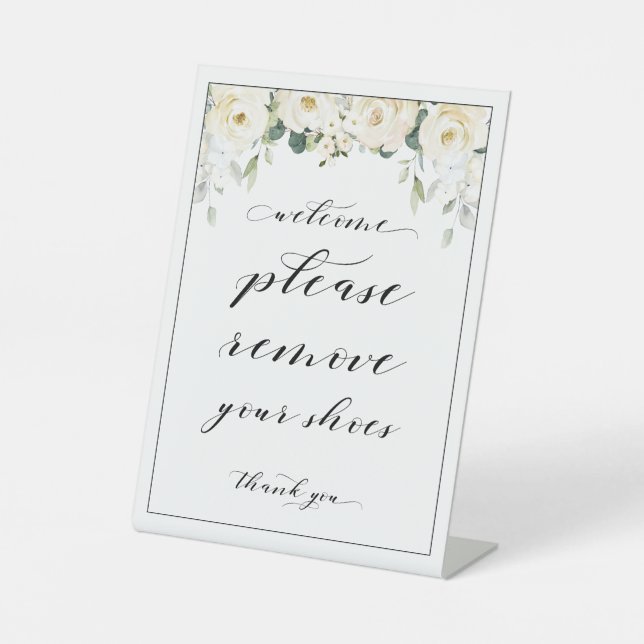 Expositor En L Bienvenido Por Favor Eliminar Sus Zapatos Rótulo P (Anverso)