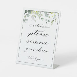 Expositor En L Bienvenido Por Favor, Quita Los Zapatos Rótulo De